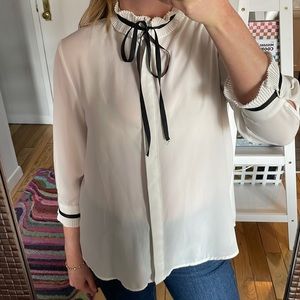 Zara white blouse w/ neck tie